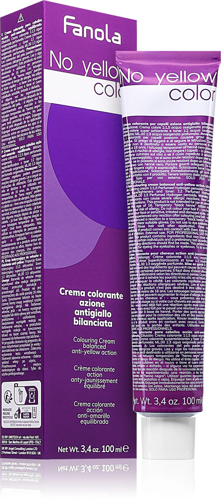Fanola No Yellow Color hair color neutralizes yellow discoloration