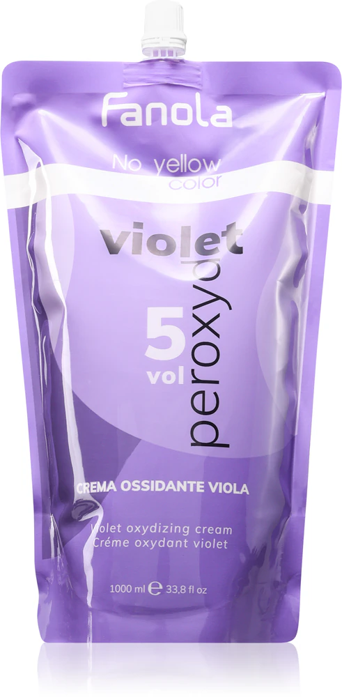 Fanola No Yellow developer lotion neutralizes yellow discolorations