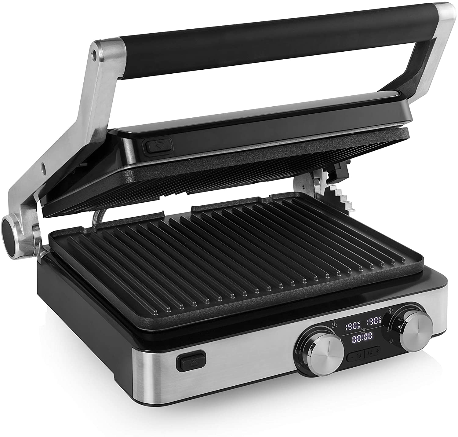 Princess 112536 Multi-Grill 4-in-1, Sandwich / Contact / Table Grill and Waffle Iron, Interchangeable Plates, Stainless Steel, Non-Stick Coating, Black/Silver
