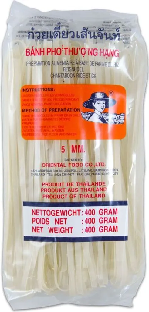 FARMER 400g rice noodles, 5mm wide | Banh Pho | Ribbon noodles from Thailand | Rice noodles
