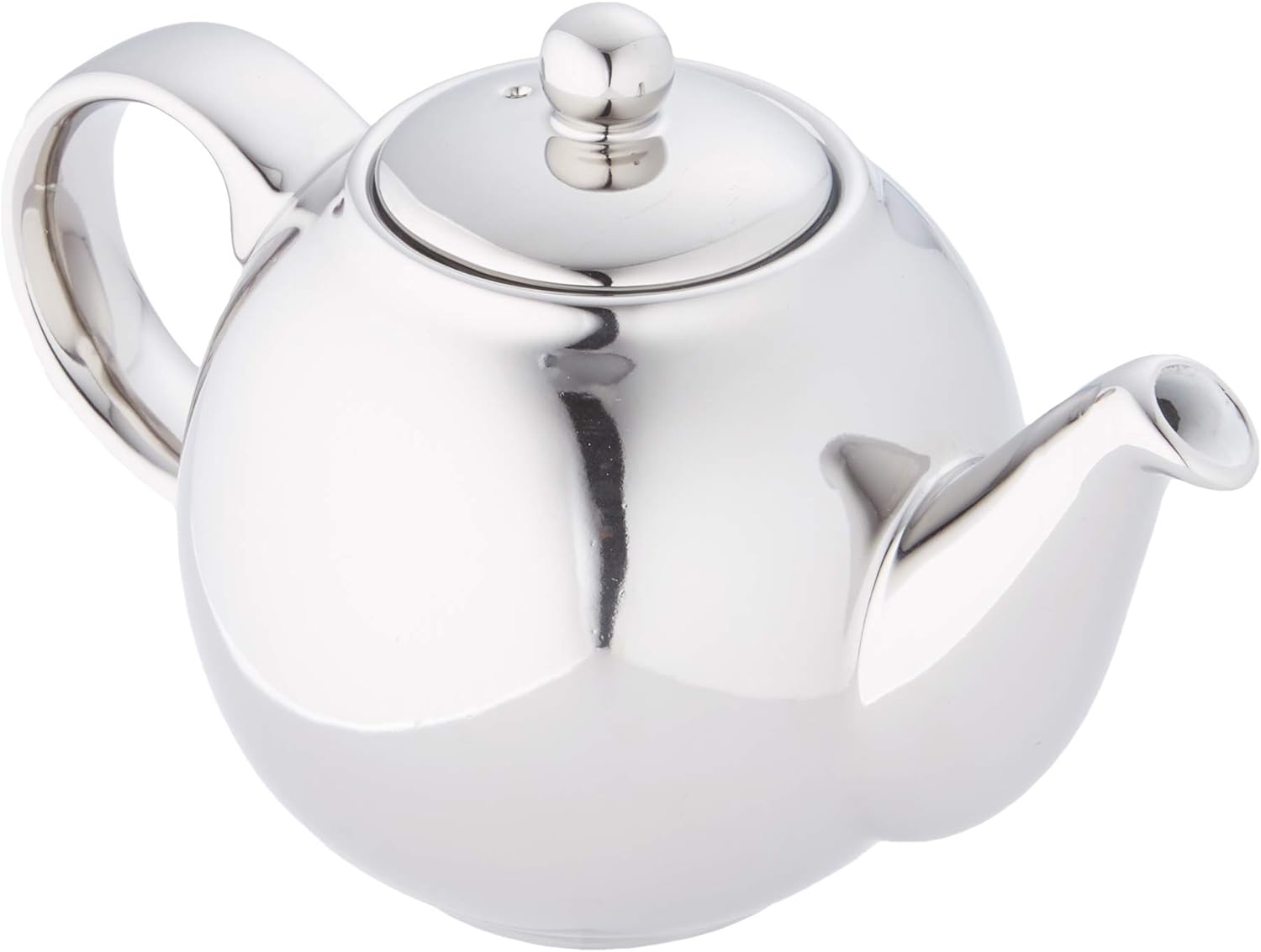 London Pottery Globe Ceramic Teapot with Strainer, Metallic Silver, 2 Cup Capacity (500ml)