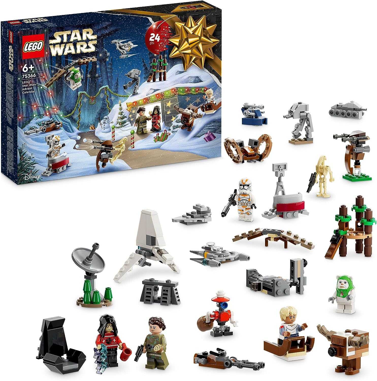 LEGO 75366 Star Wars Advent Calendar 2023, Christmas Calendar with 24 Gifts, Including 9 Figures, 10 Vehicle Toys and 5 Mini Models, Advent Gift for Christmas for Children and Fans