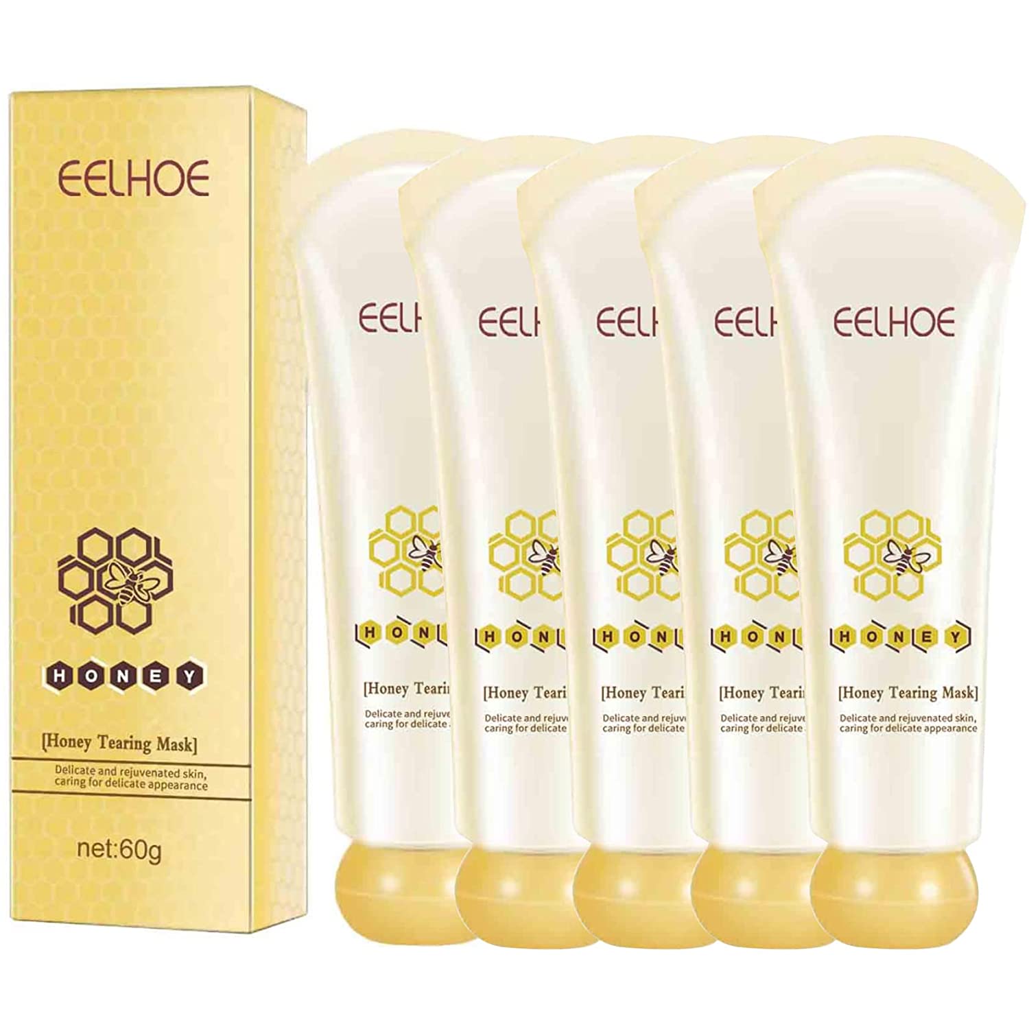 livegri Honey Tearing Mask Exoliating Blackhead Control Honey Peel Mask for Face Oil Control Blackhead Remover Dead Skin Clean Pores Shrink (Pack of 5), items