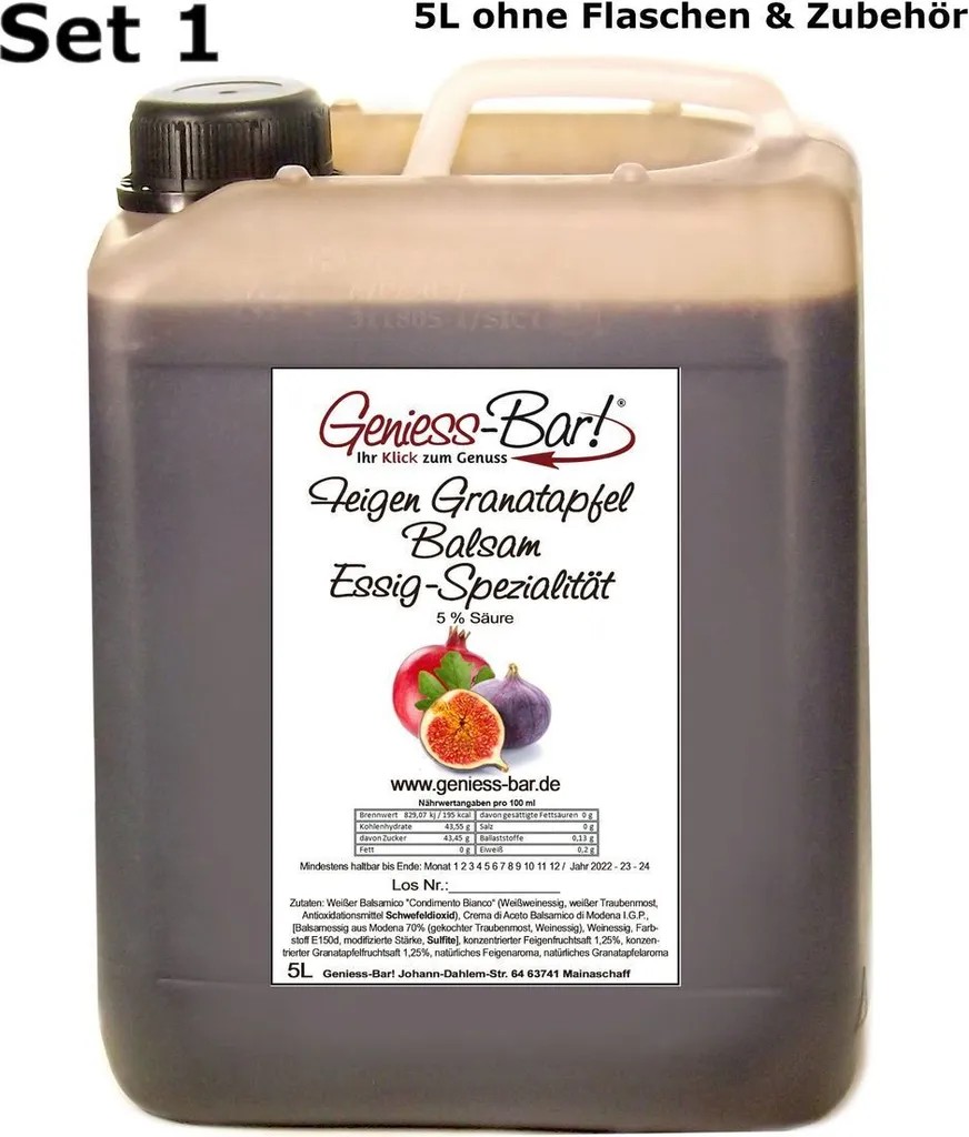 Fig Pomegranate Balsamic Vinegar - Specialty 5L Canister balsamic fruity & mild 5% acidity