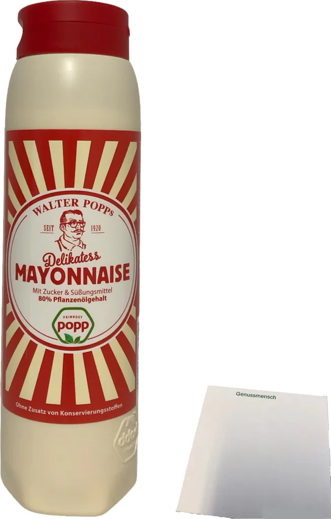 Feinkost Popp Delikatess Mayonnaise 80% Pflanzenöl (650ml Tube) + usy Block