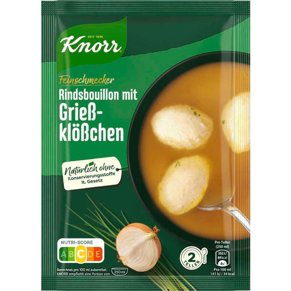 Gourmet soup, beef broth with semolina dumplings