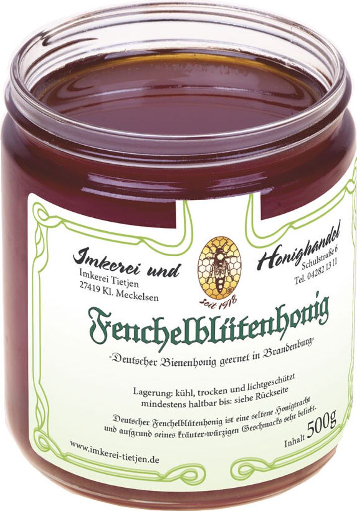 Fenchelblütenhonig 500g | Deutscher Honig vom Imker| Ernte aus Brandenburg