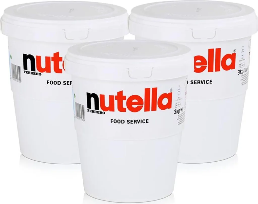 Ferrero Nutella Brotaufstrich Schokolade 3kg Eimer - Nuss-Nougat (3er Pack)