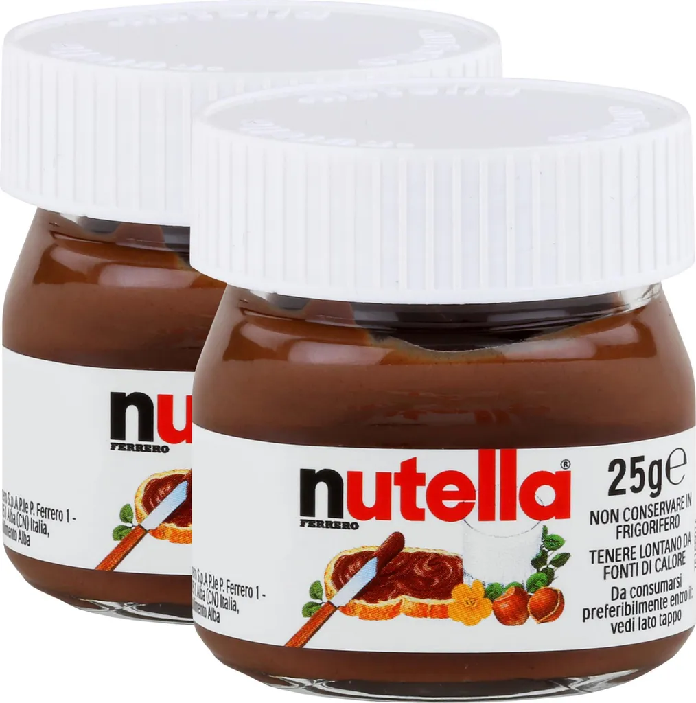 Ferrero Nutella Mini Glas Brotaufstrich Schokolade 25g - Nuss-Nougat (2er Pack)
