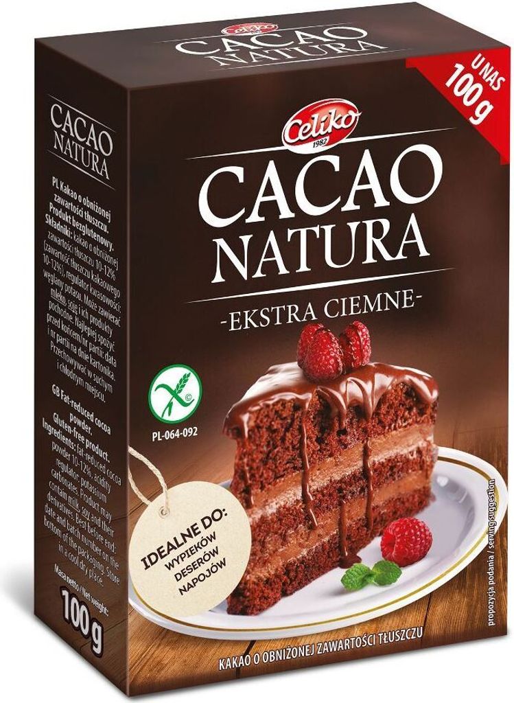 Low-fat cocoa powder extra dark gluten-free 100 g - CELIKO
