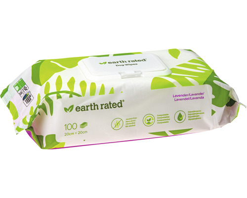 Wet wipes for animals earth rated 100 pieces approx. 20 x 20 cm, unscented with shea butter, aloe vera and chamomile