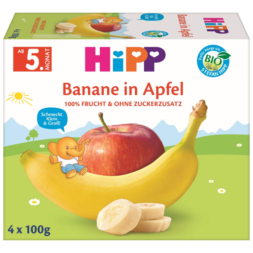 Hipp Bio Früchte im Becher Banane in Apfel, 6er Pack (6 x 400 g)
