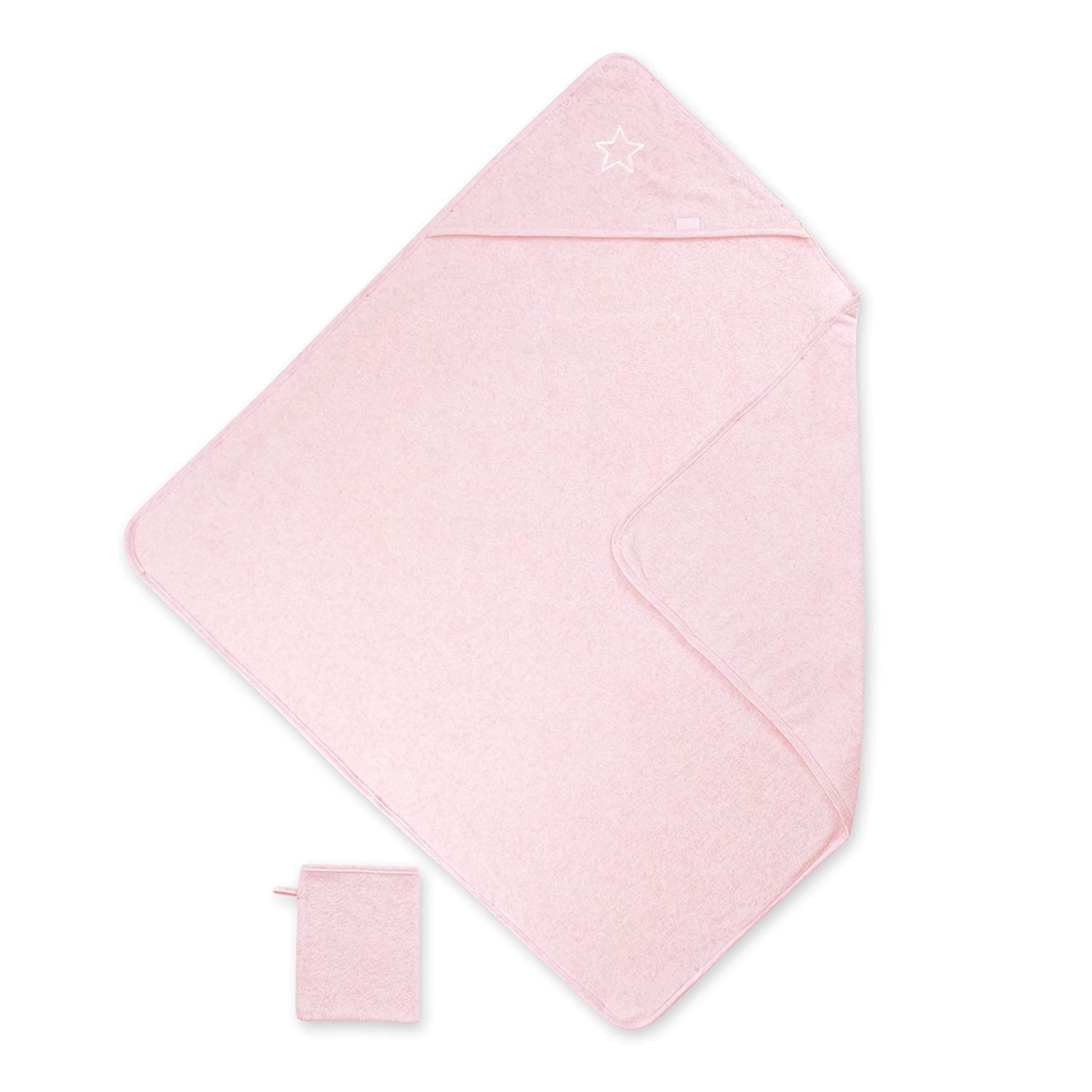 Bemini by Baby Boum Terry Stary Crystal 370STARY54TM Hooded Bath Towel 90 x 90 cm Pink