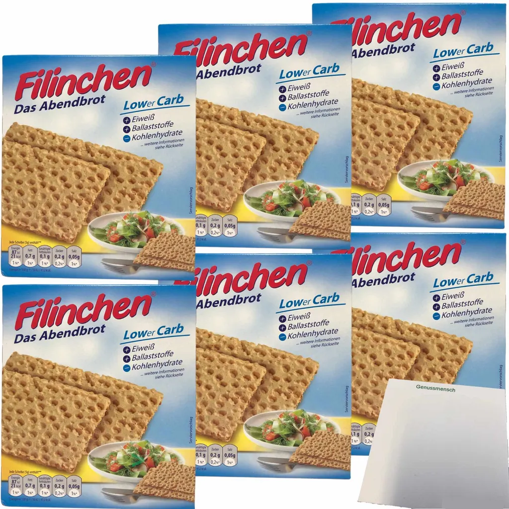 Filinchen the evening bread Low Carb crispy bread 6-pack (6x100g pack) + usy block