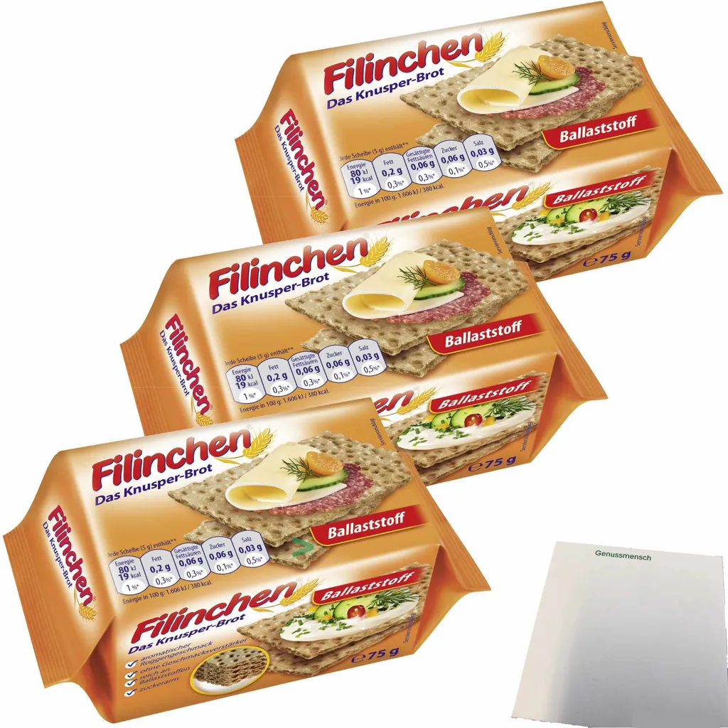 Filinchen the crispy bread fiber 3-pack (3x75g pack) + usy block