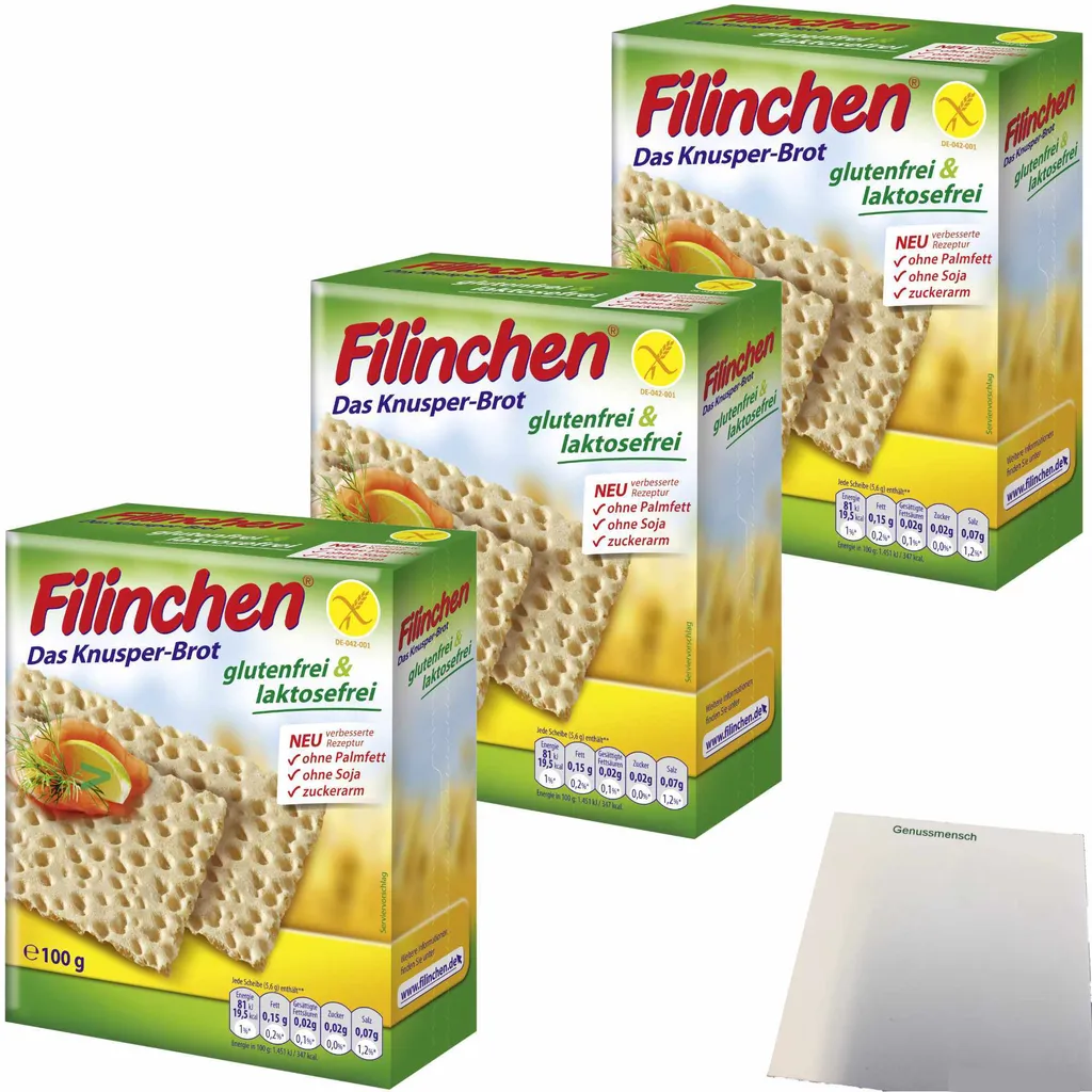 Filinchen Gluten-Free Crispy Bread 3-pack (3x100g pack) + usy Block