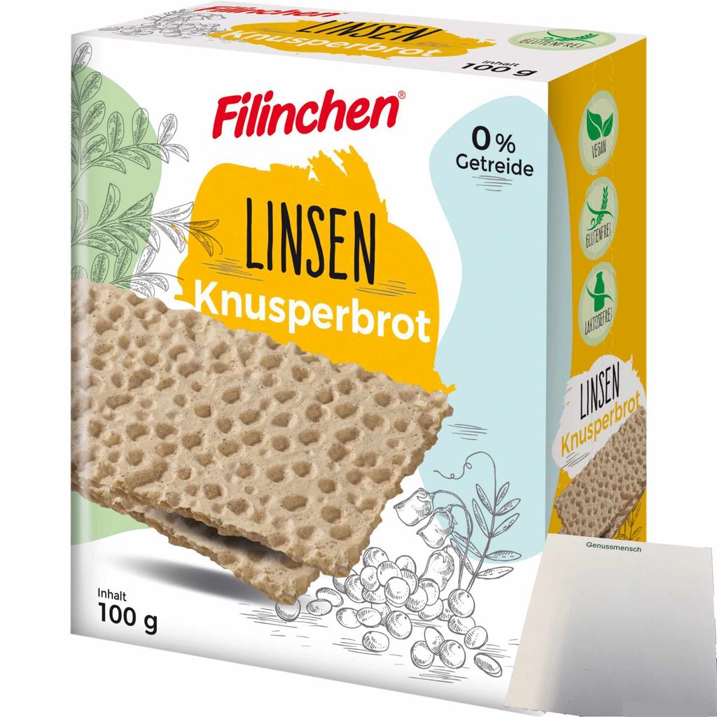 Filinchen Lentil Crispy Bread Gluten-free vegan (100g pack) + usy Block