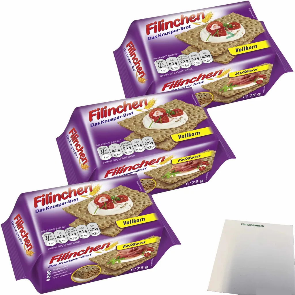 Filinchen Whole Grain Crispy Bread 3-pack (3x75g pack) + usy Block