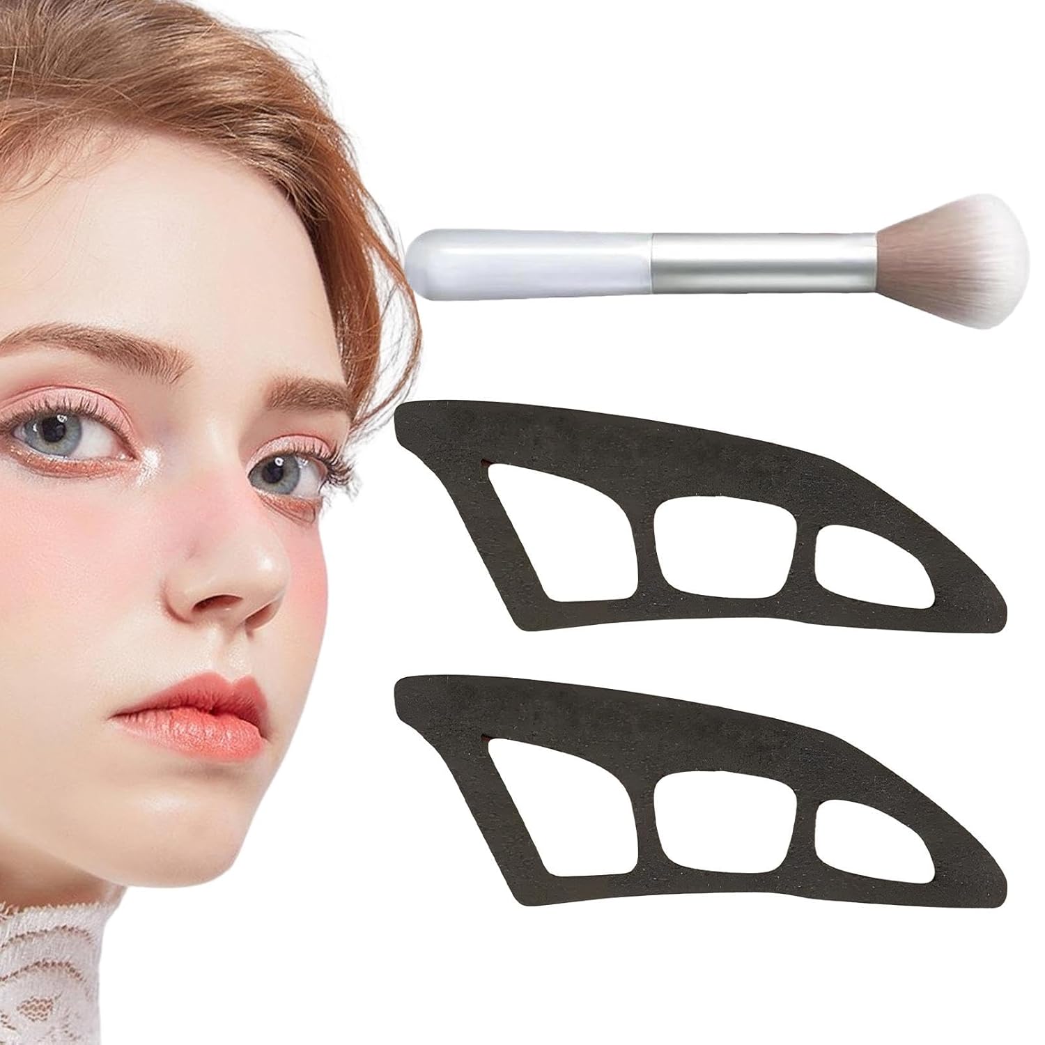 Set of 2 Eyetour Eyeshadow Tool, Eyeshadow Stencil, Eyeshadow Stencil, Eyeshadow Tool Set with Makeup Brush, Quick Make Up Eyeliner Stencils Auxiliary Tool