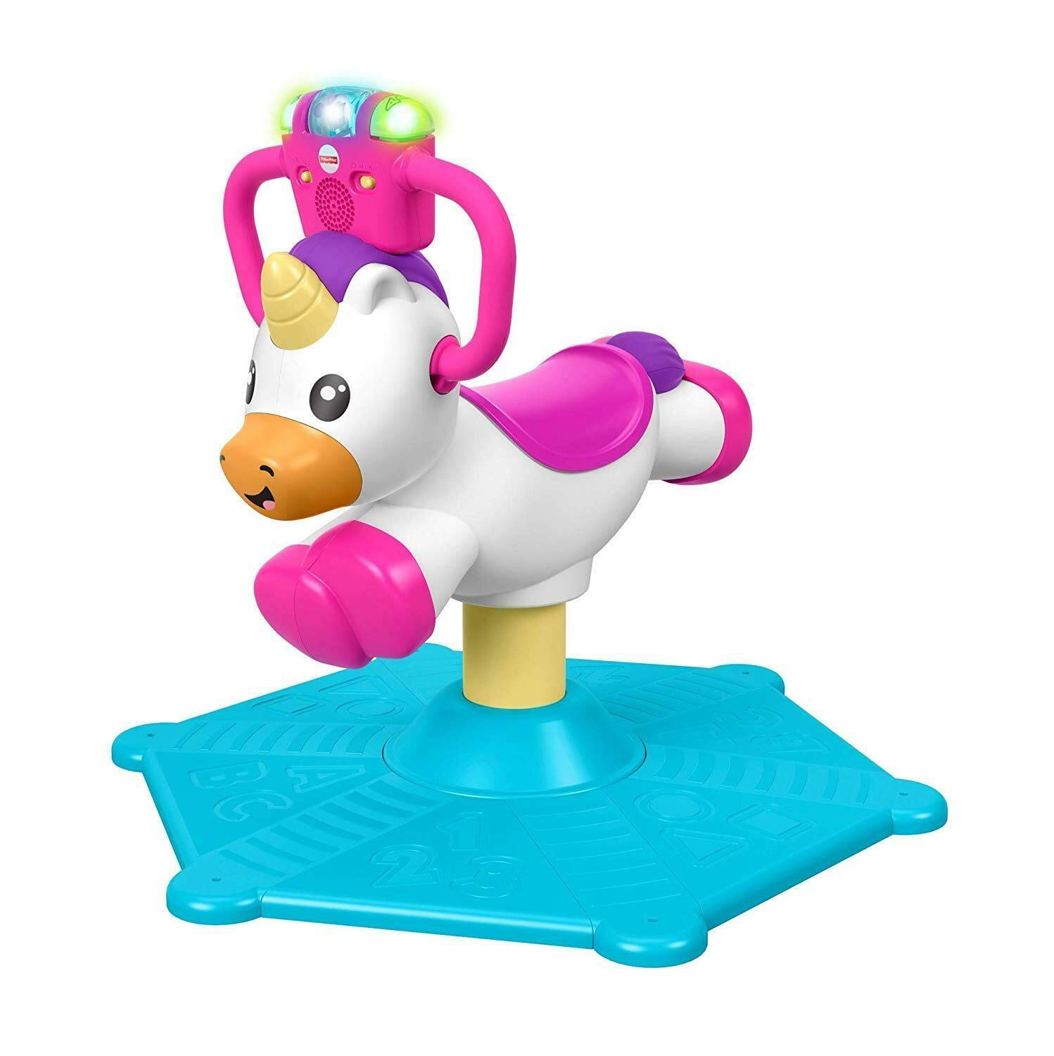 Fisher-Price GHY50 Bounce and Spin Unicorn Stationary Music Ride-On Multi-C