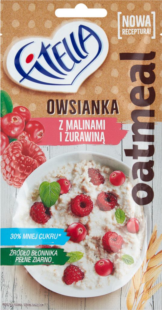 Fitella Haferflocken mit Himbeeren und Cranberries 50 G