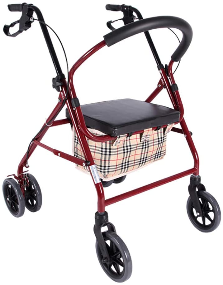 FKDERollator Folding Walking Frame Walker Walker Walker Shopping Cart with Seat and Handbrake for Seniors