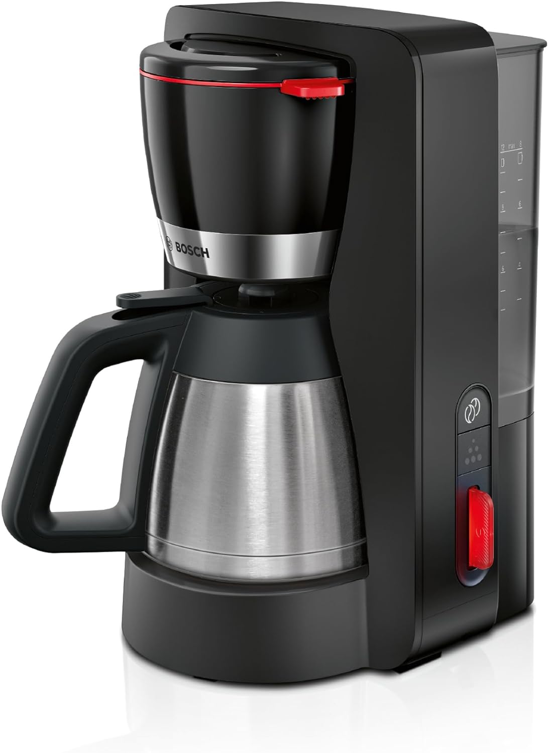 Bosch MyMoment TKA6M273 Filter Coffee Machine, Thermal Jug 1 L, for 8-12 Cups, Drip Stop, Swivelling Filter Carrier, Descaling Program, Removable Water Tank, 1200 Watt, Matte Black