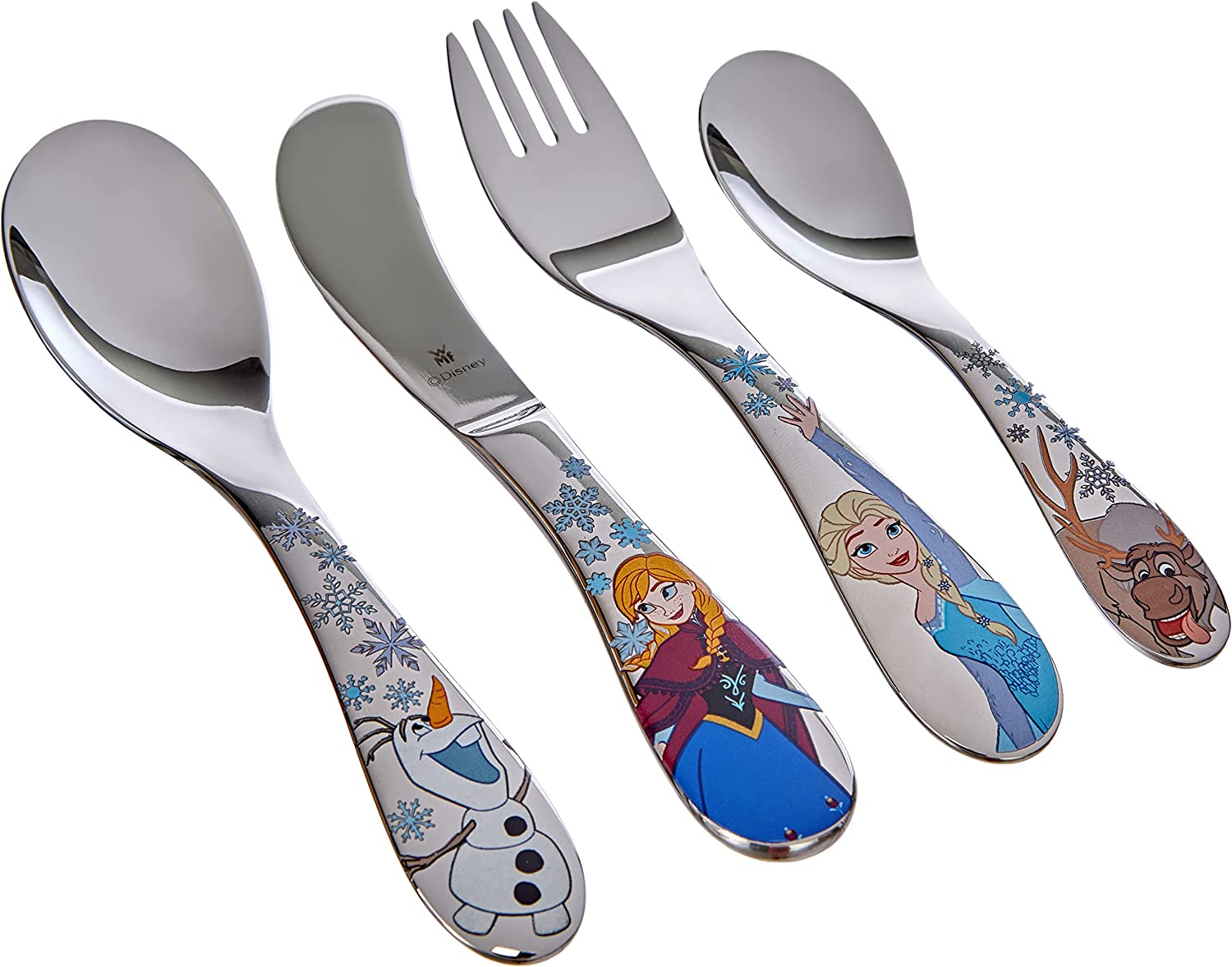 WMF Disney Frozen Children\'s Cutlery Set 4 Pieces from 3 Years Stainless Steel Cromargan Polished Dishwasher-Safe Colourfast Food-Safe, 22 x 16 x 3 cm
