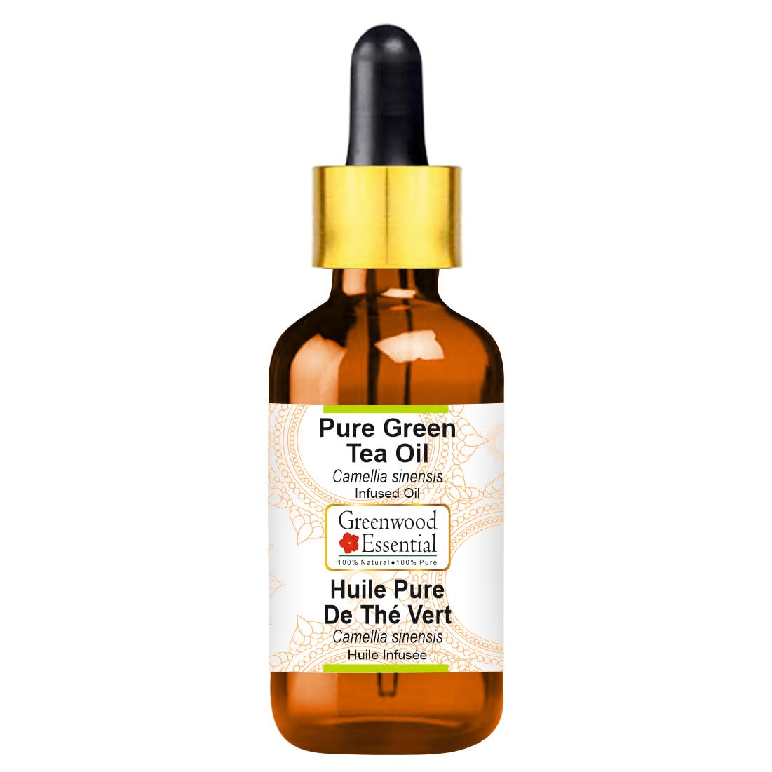 Greenwood Essential Natural Green Tea Oil (Camellia Sinensis) with Glass Dropper, Cold Pressed, 30 ml (1 oz)