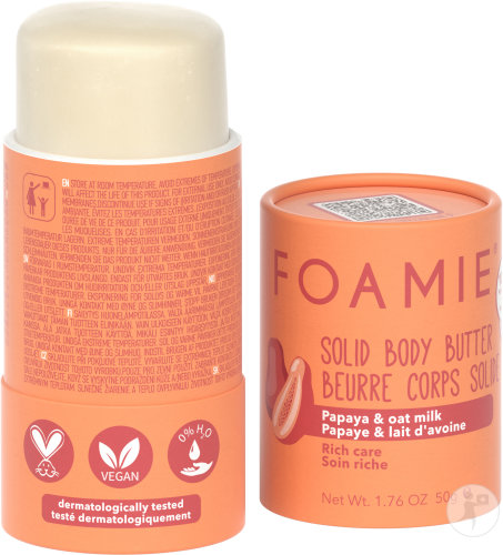 Foamie Oat To Be Smooth Solid Body Butter Papaya And Oat Milk Rich Care Vegan Stick 50g