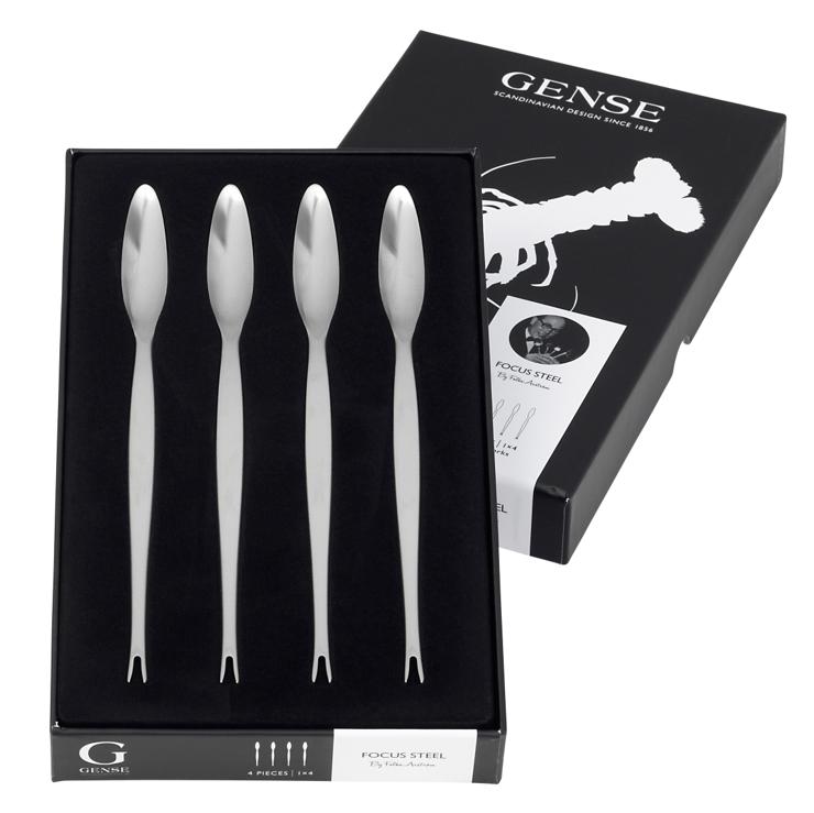 gense Focus Steel Shellfish Forks 4-Pack