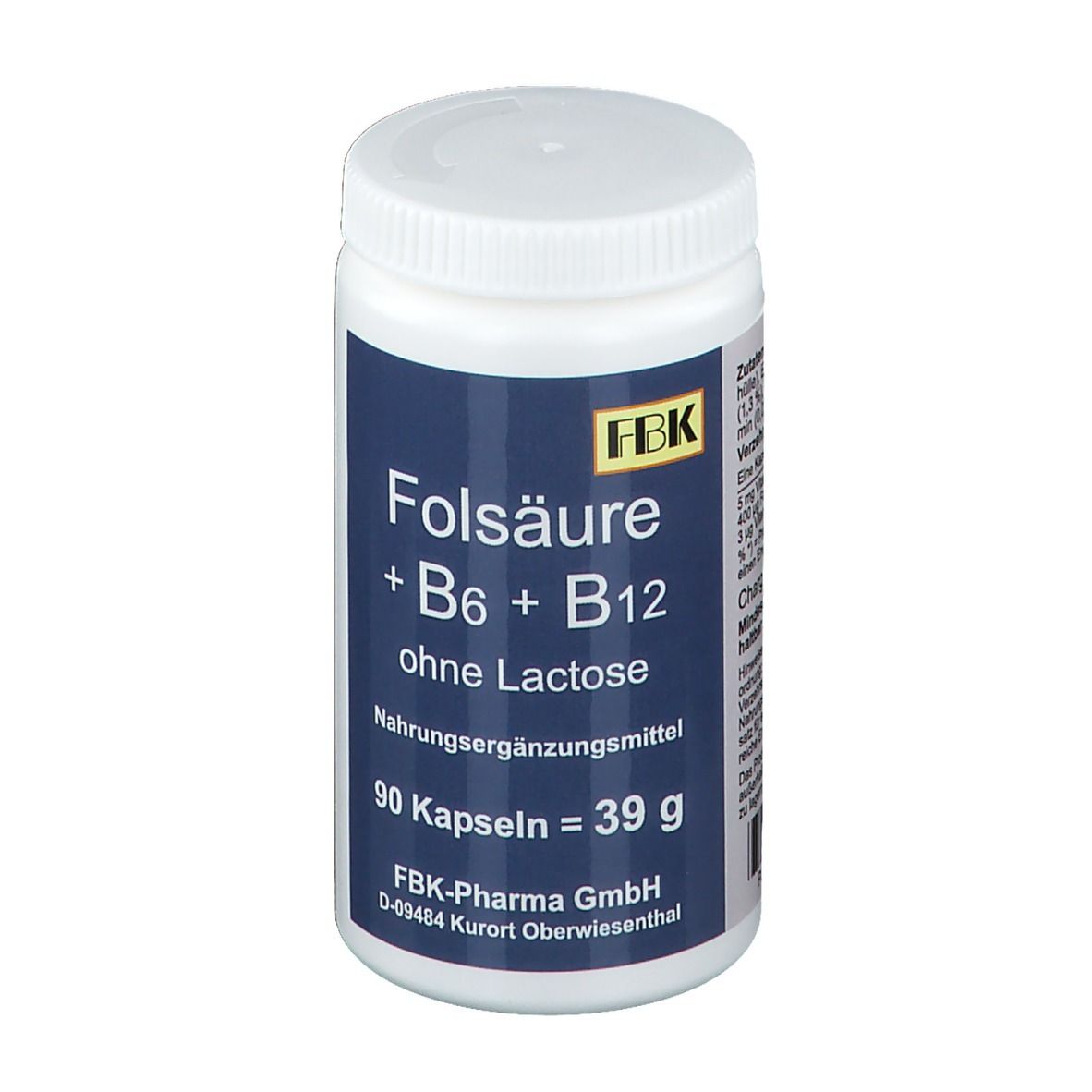 Folic acid + vitamin B6 + vitamin B12 without lactose