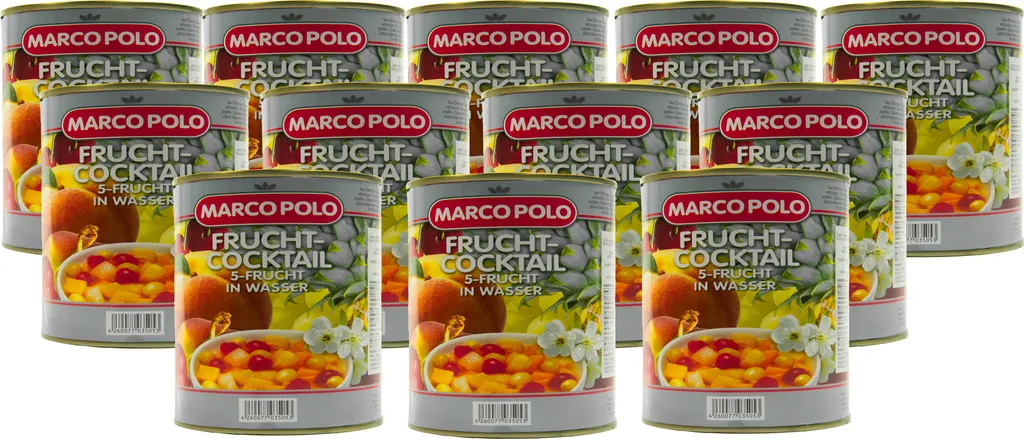 Food-United 5-Fruit Cocktail in Water 12 Cans Filling Quantity 820g ATG 500g