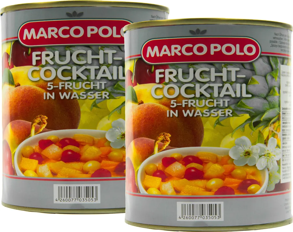 Food-United 5-Fruit Cocktail in Water 2 Cans Filling Quantity 820g ATG 500g