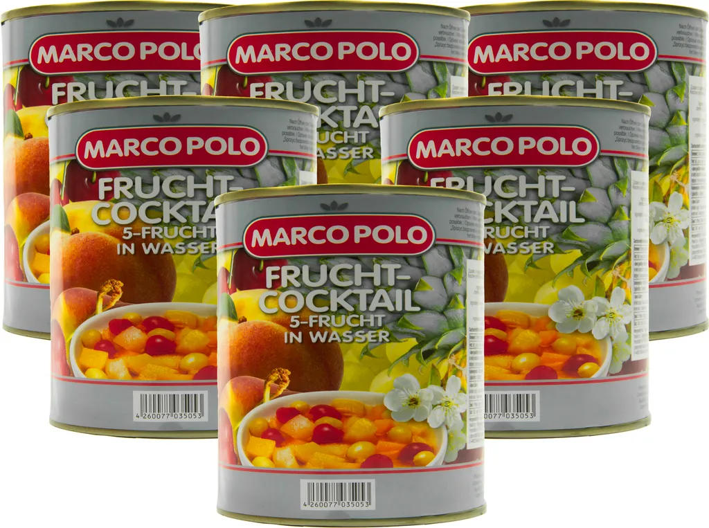 Food-United 5-Fruit Cocktail in Water 6 Cans Filling Quantity 820g ATG 500g