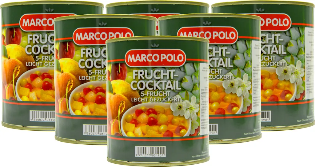 Food-United 5-Fruit Cocktail lightly sweetened 6 cans 820g ATG 500g