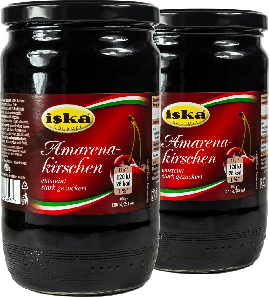 Food-United Amarena Cherries in Syrup 2 x 890g Jar Specialty from Italy