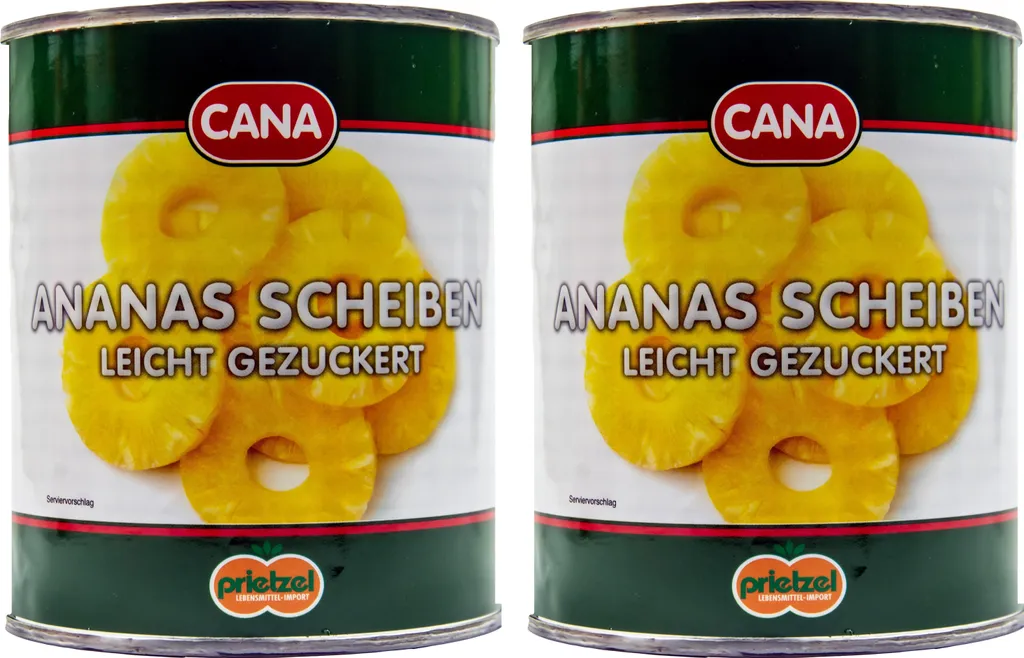 Food-United Pineapple Slices Rings Lightly Sugared 2 Cans Filling 825g ATG 490g