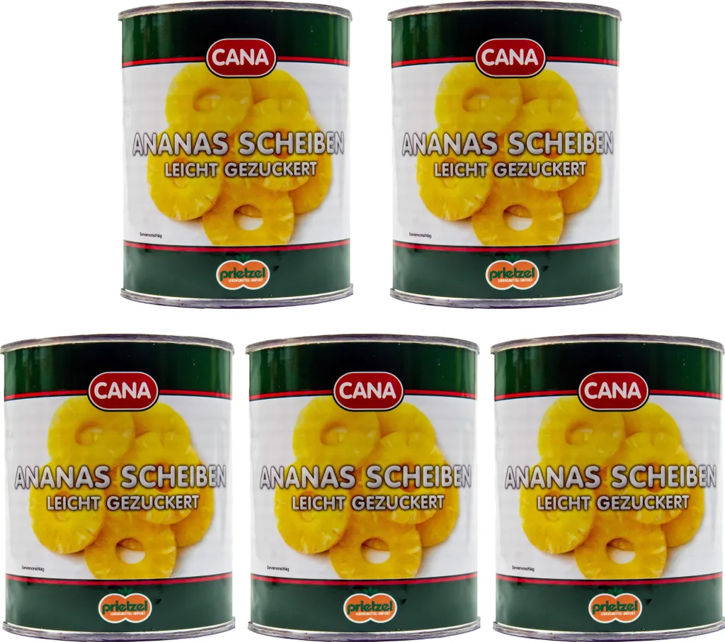 Food-United Pineapple Slices Rings Lightly Sugared 5 Cans Filling 825g ATG 490g