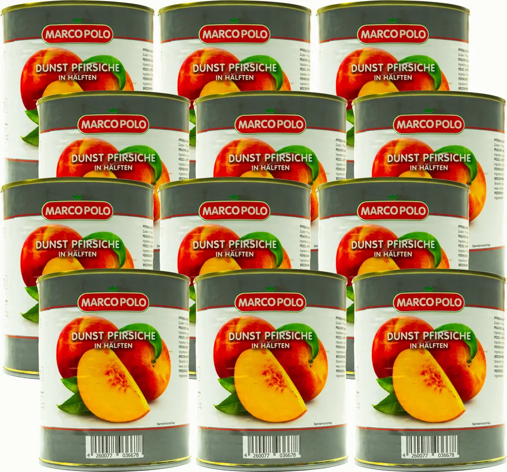Food-United Dunst Peaches Halves 12 Cans Filling 820g ATG 480g