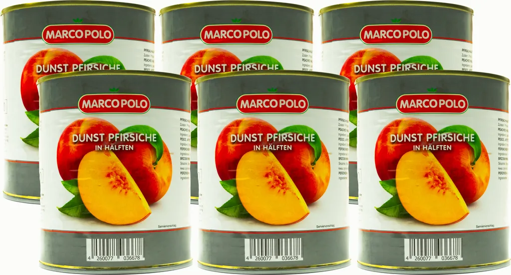 Food-United Dunst Peaches Halves 6 Cans Filling 820g ATG 480g