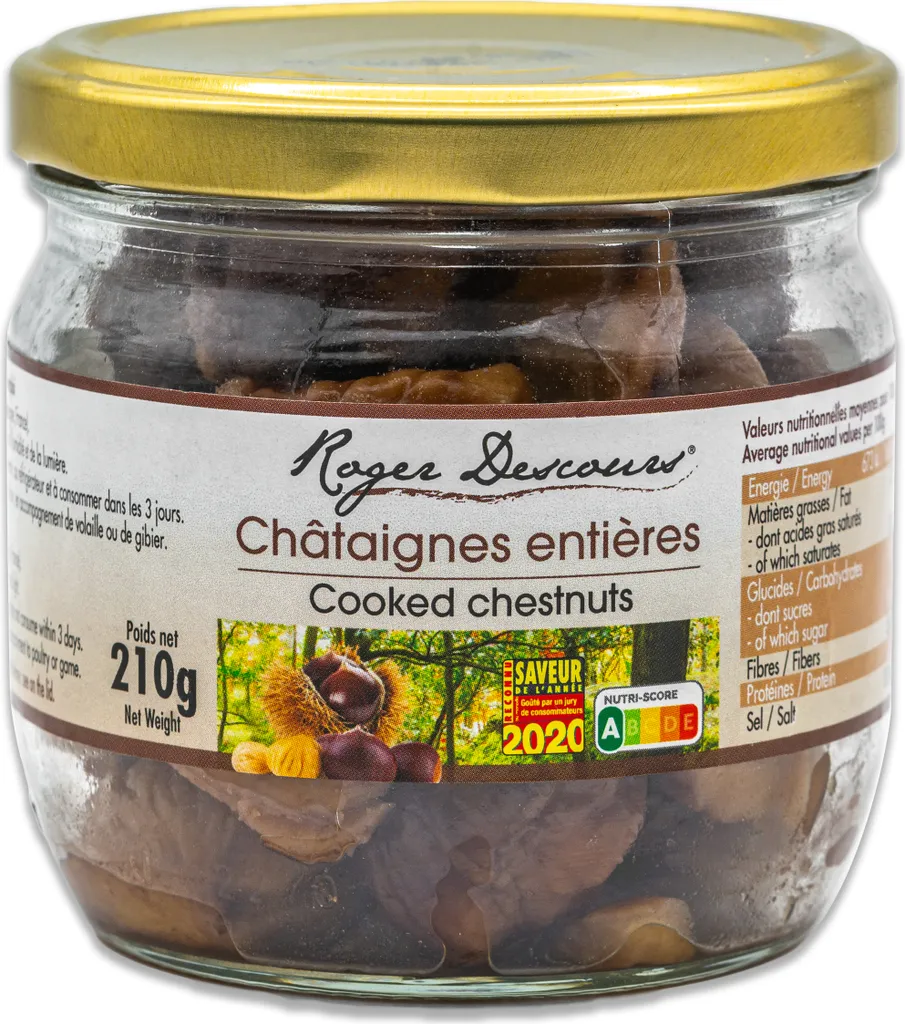 Food-United CHESTNUT CHESTNUTS cooked & roasted 2x210g sweet chestnuts - roasted chestnuts from France by ROGER DESCOURS for chestnut dishes such as chestnut cream, meatballs, casserole, stew, chestnut cake, chestnut soup, chestnut puree
