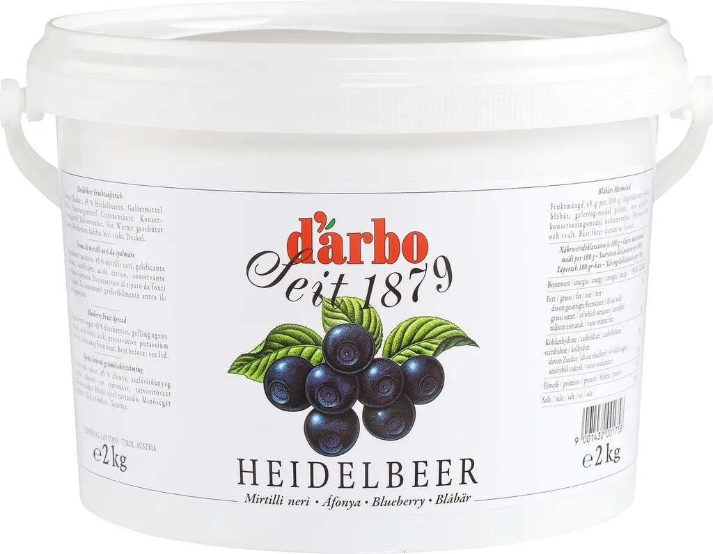 Food-United FRUCHTAUFSTRICH HEIDELBEERE 6x 2kg Eimer fruchtiger von DARBO