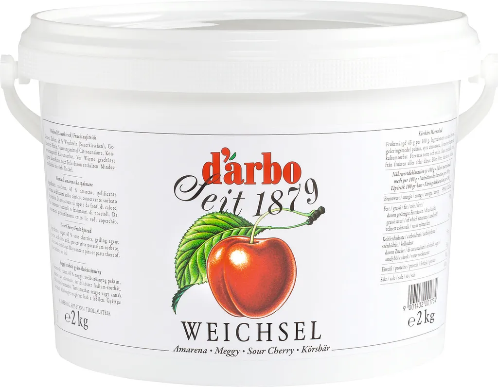 Food-United FRUCHTAUFSTRICH SAUERKIRSCHE WEICHSEL 2x 2 kg Eimer von DARBO