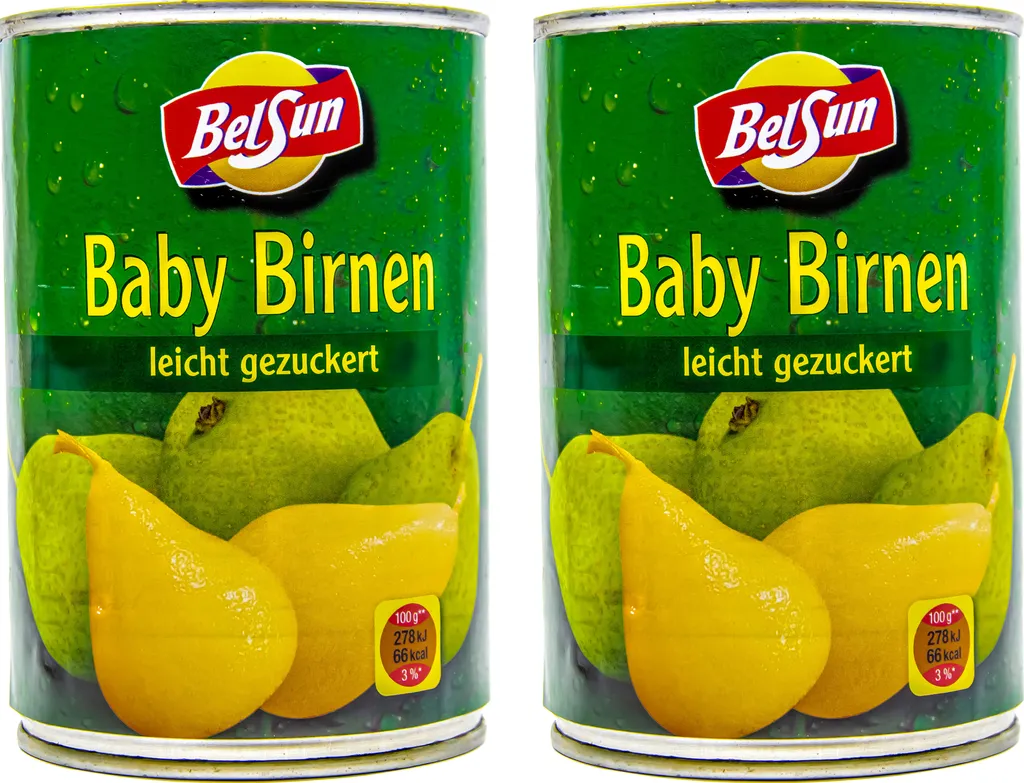 Food-United Whole Baby Pears lightly sugared 2 cans ATG 200g peeled