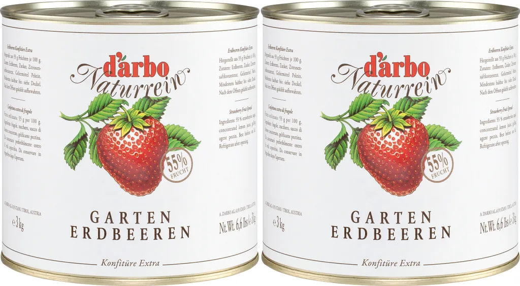 Food-United GARTENERDBEEREN-KONFITÜRE Extra naturrein 2x 3kg Dose von DARBO