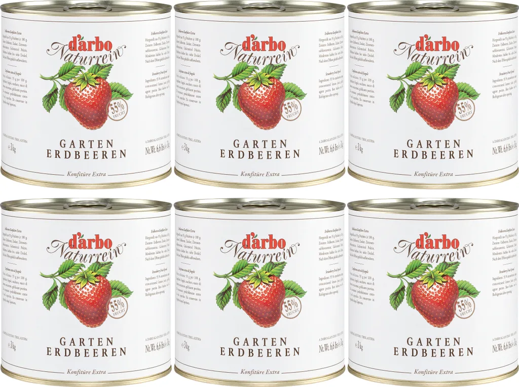 Food-United GARTENERDBEEREN-KONFITÜRE Extra naturrein 6x 3kg Dose von DARBO