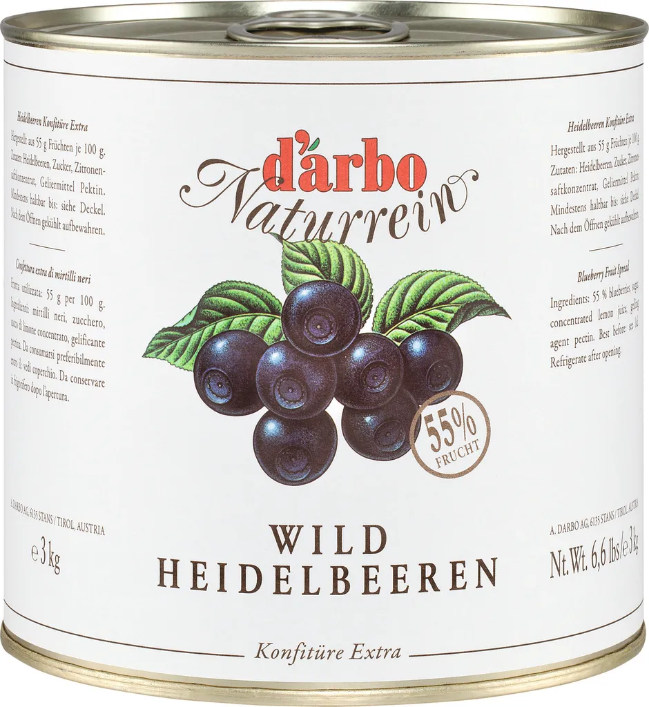 Food-United HEIDELBEER-KONFITÜRE EXTRA NATURREIN 2x 3kg Dose von DARBO
