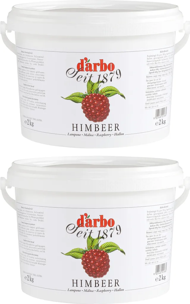 Food-United HIMBEER FRUCHTAUFSTRICH 2x 2kg Vorrats-Eimer von DARBO