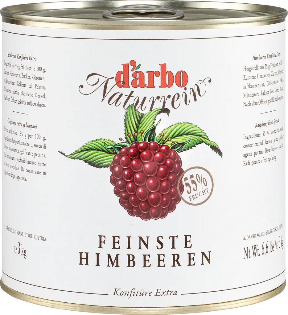 Food-United HIMBEER-KONFITÜRE EXTRA NATURREIN 3kg Dose von DARBO